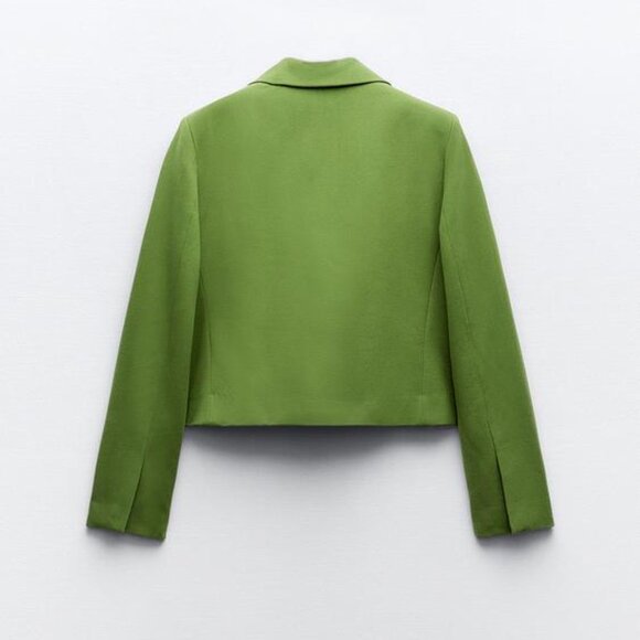 NWT Green Blazer FELT TEXTURE MULTI-POCKET BLAZER Size XS Color Lawn - Picture 8 of 12